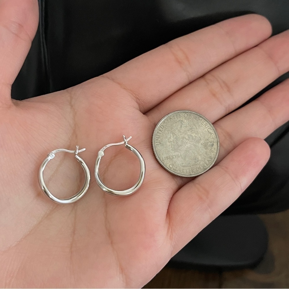 Sterling Silver Abstract Hoops - image 2